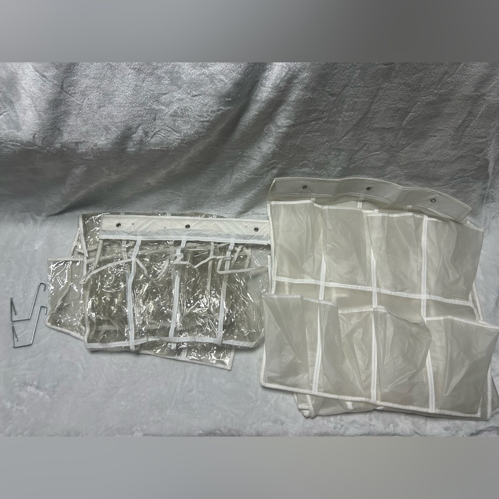 2 white clear 24 pocket hanging shoe organizer storage 48 total